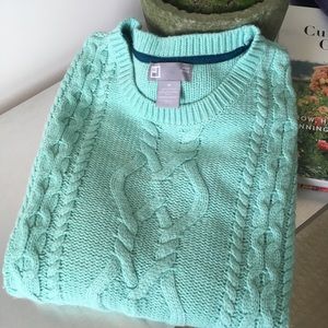 JCP teal / mint cable sweater NWOT